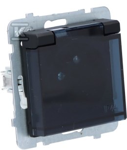 Gniazdo bryzgoszczelne z uziemieniem IP-44, czarny mat SONATA GPH-1RZ/M/33/D