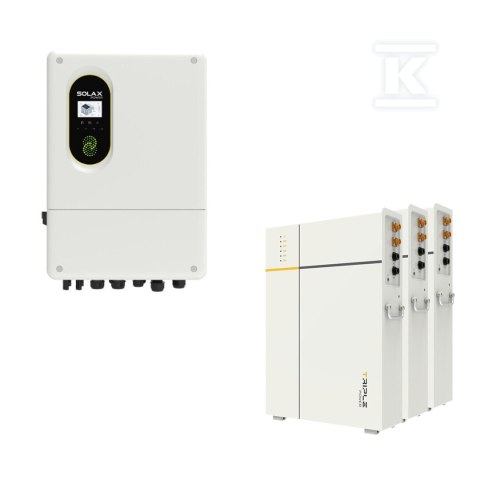 Zestaw SolaX - falownik hybrydowy 15 kW + magazyn energii 15,9 kWh (bez paneli PV)