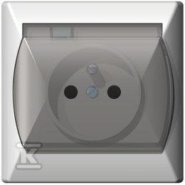 Gniazdo bryzgoszczelne z uziemieniem IP-44 wieczko przezroczyste AKCENT BIAŁY