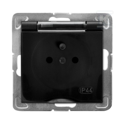 Gniazdo bryzgoszczelne z uziemieniem IP-44 wieczko przezroczyste - czarny mat IMPRESJA GPH-1YZ/M/33/D