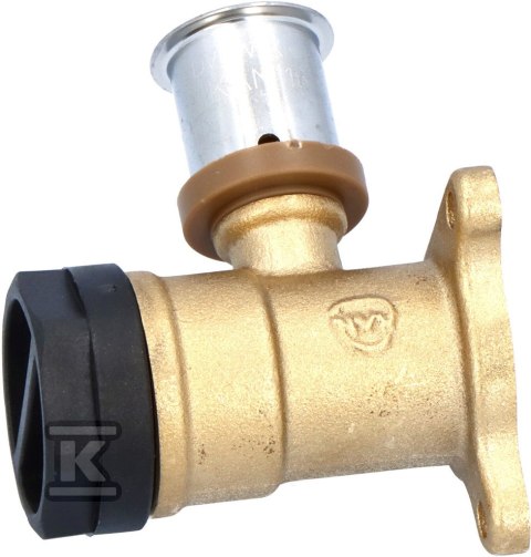 Kolano ścienne mosiężne z uszami GW ultraPRESS - 16 Rp1/2" L = 41 mm